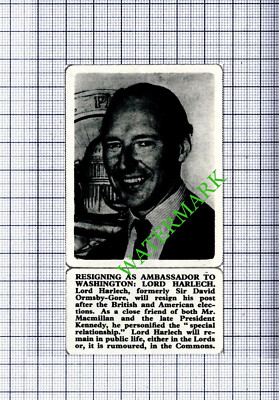 Lord Harlech Sir David Ormsby-Gore - 1964 kleiner Steckling
