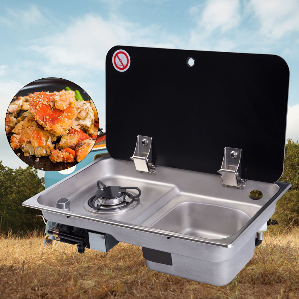 Cuisinière Camping-car GR-903 - 1 Brûleur GPL Avec évier Combo - Inox