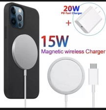 15W Mag Safe Wireless Fast Charger Magnetic Pad 20W USB-C Adapter for iPhone 12