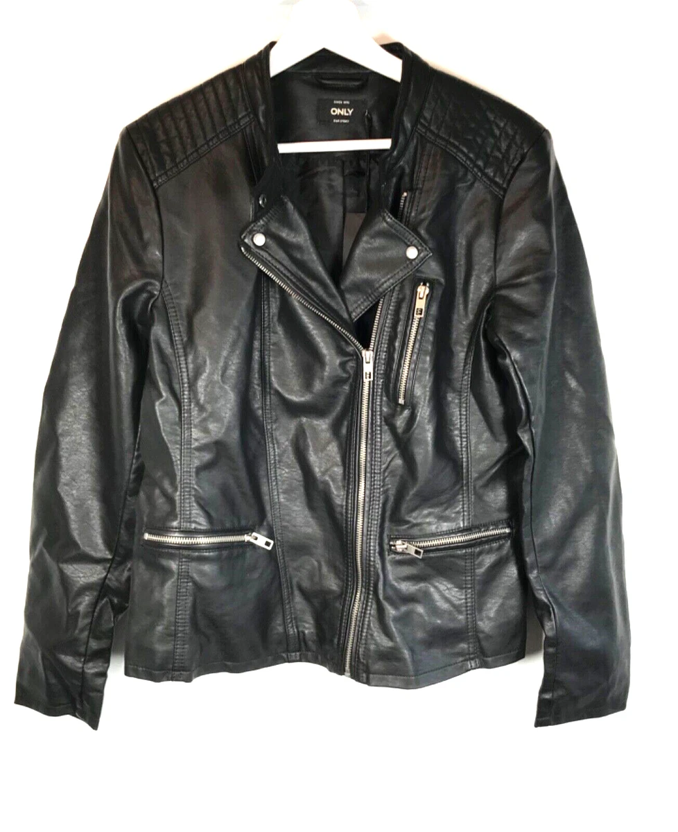 Only faux shop leather biker jacket