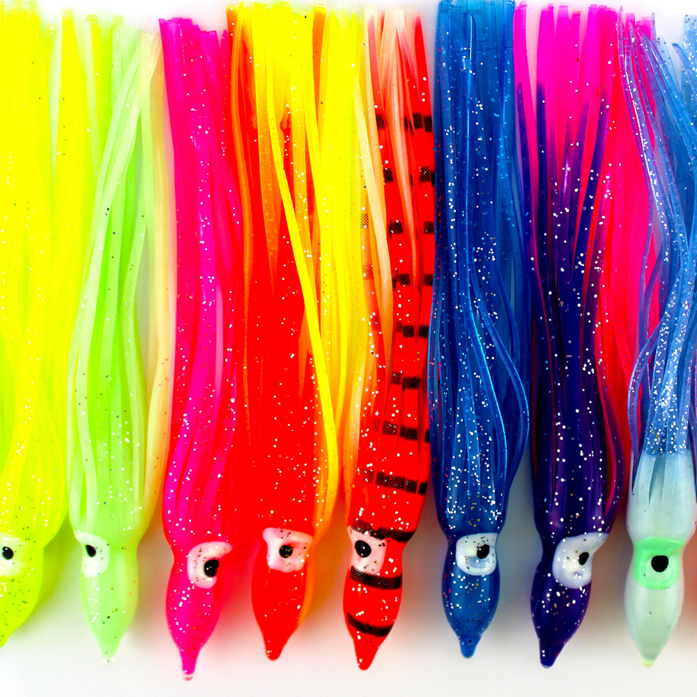 60Pcs Octopus Squid Skirt Lures Soft Bait for Saltwater Fishing 6-18CM Hoochies