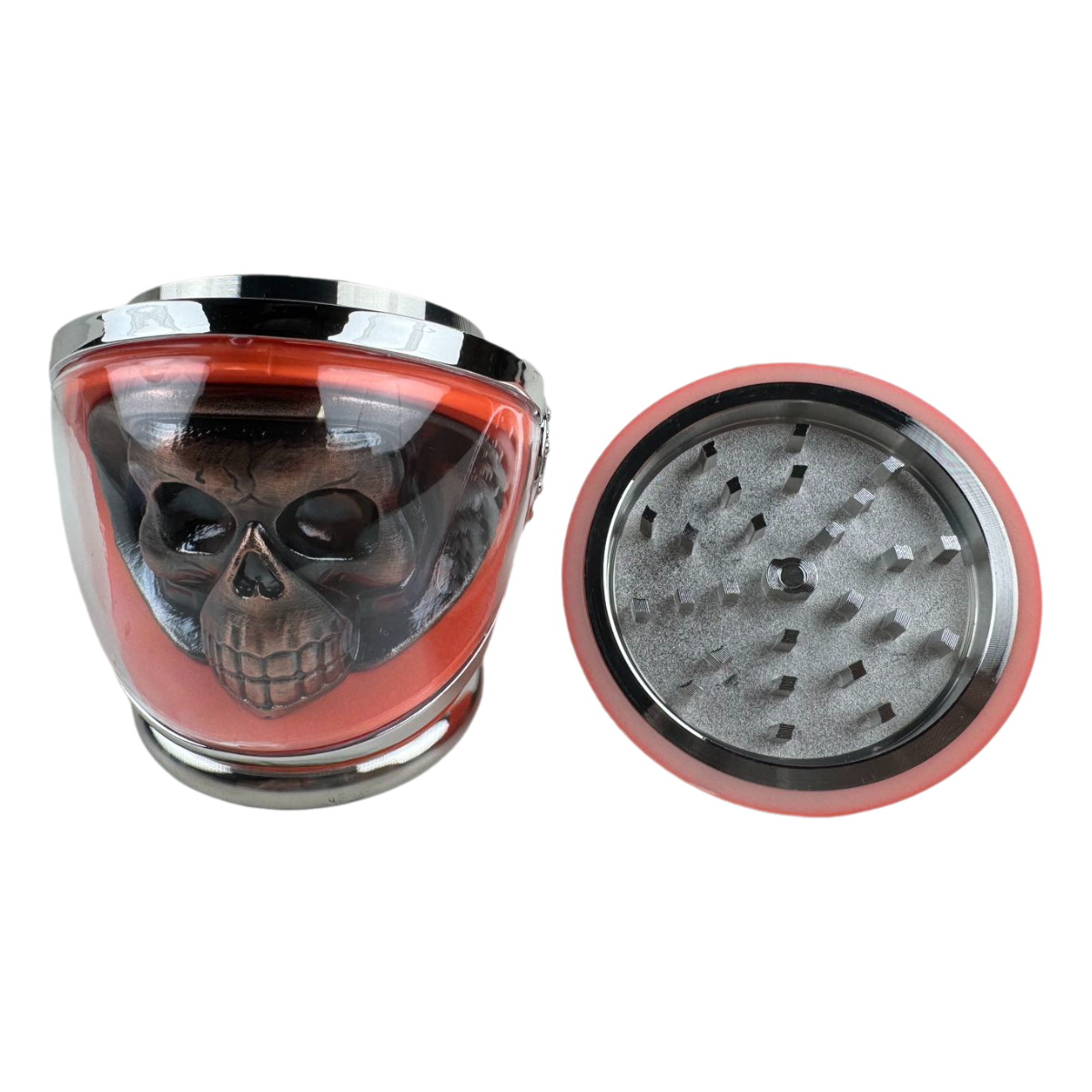 skull tobacco grinder 4 Piece and Crossbones Hex - Kief Catcher Crowned Skull Herb Grinder King