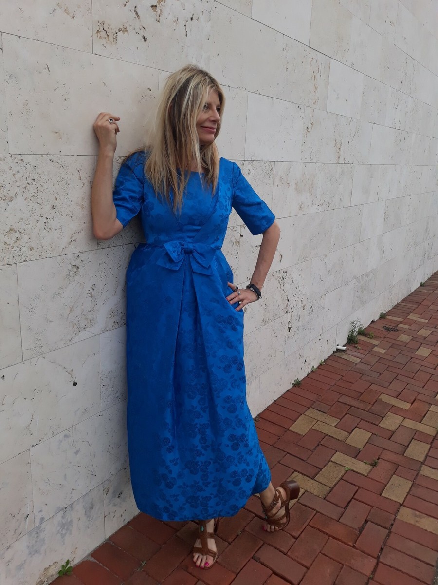 blue 50s swing dress Azure Blue Vintage Floral Blossom Rockabilly 50s Swing Dress – Pretty Kitty  Fashion main image 0