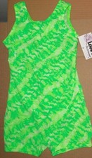 NWT Look It Gymnastics Biketard Bright Flo Green Girls Sizes 170