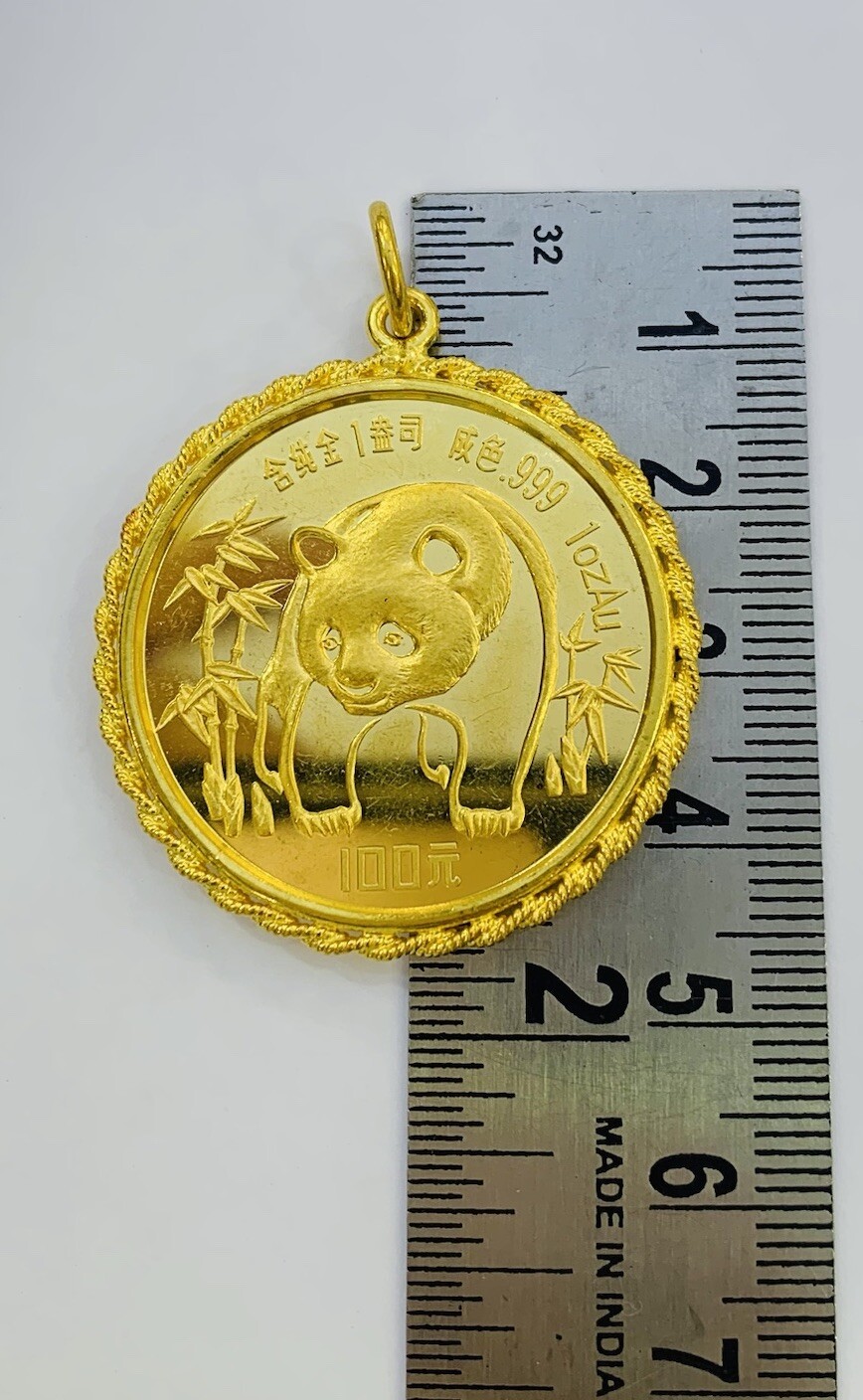 23K Case 24k Solid Yellow Gold Panda Coin Canada Fine Gold Pendant ...