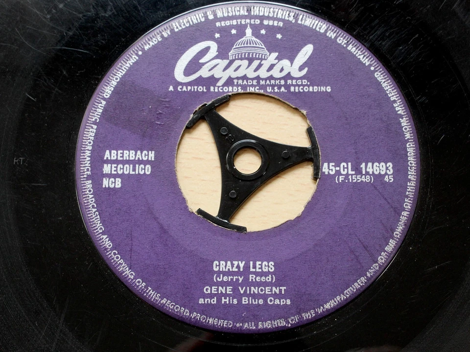 Gene Vincent And His Blue Caps/Crazy Legs/1957 Capitol RARE Vinyl 7" Single Foto 3 de 4