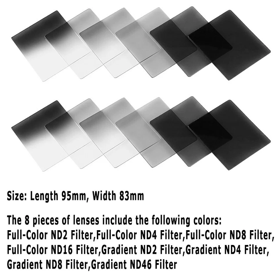 Clear-Coated Variable-Density 8x Square Filters with 49mm-82mm Rings Bracket Bag - Image 2 of 4