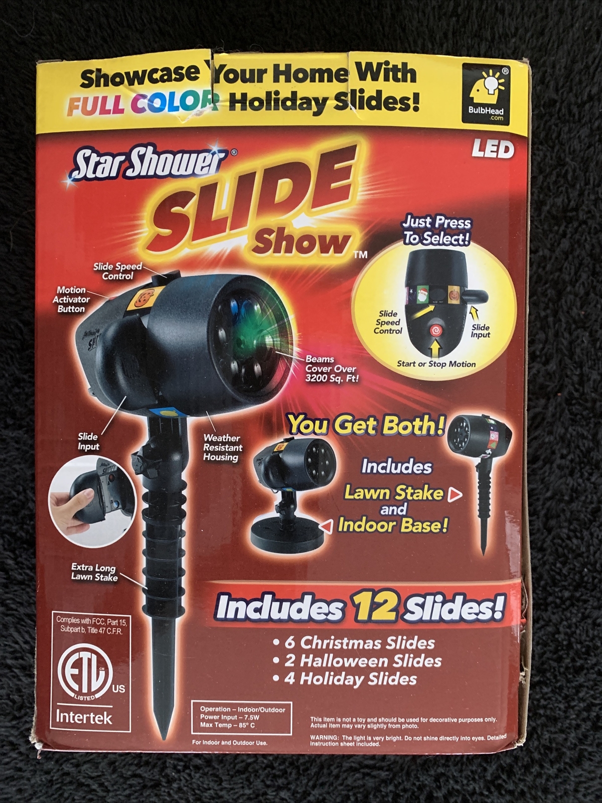 Star Shower Slide Show Halloween & Christmas LED Light Projector 12