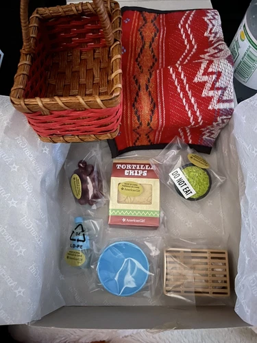 American Girl GOTY 2013 Saige's NIB RETIRED PICNIC SET BASKET. 8 Pieces