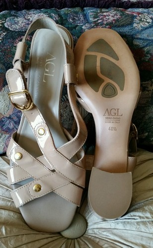 NEW AGL ATTILIO GIUSTI LEOMBRUNI $335 NUDE BEIGE STRAPPY SANDALS 40.5 9.5 10 - Picture 4 of 12