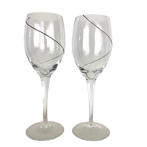 Costa Boda Black Line Swirl Wine Glasses Set Of 2 - Picture 2 of 9