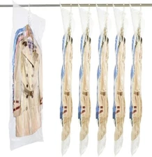 6 Long Hanging Vacuum Storage Bags for Clothes, Vacuum Sealer Space Bags for Coa