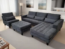 S6839RDG 4 pcs. Modern Dark Grey Microfiber Sectional Sofa Set  (Custom Options)