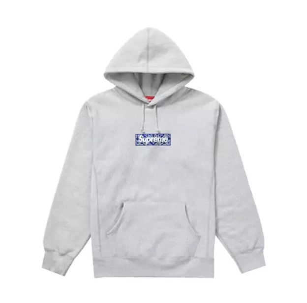 Supreme Bandana Box Logo Hooded Sweatshirt Heather Grey Large L ...