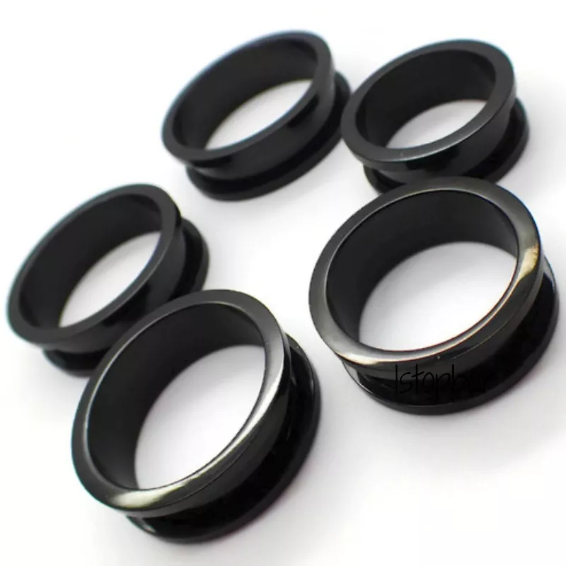 XXL 22MM 30MM EAR TUNNEL PLUG STAINLESS STEEL SADDLE STRETCHER BIG GAUGE BLACK