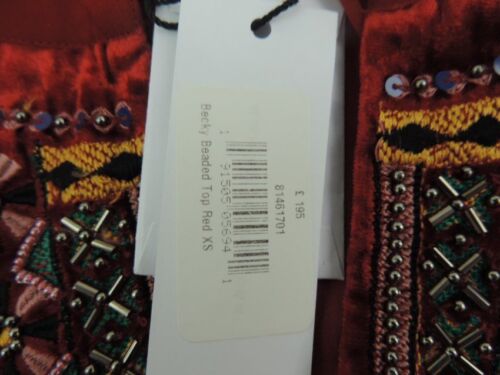 NEW Velvet By Graham & Spencer Women's Becky Beaded Top Red Size XS RRP £195 - Picture 5 of 9