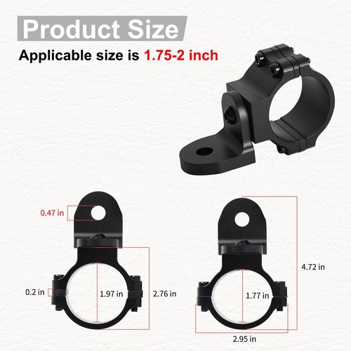 2x Adjustable Flag Mount Bracket for UTV ATV RZR LED Whip Light Bar 1.75" to 2'' - Picture 7 of 14