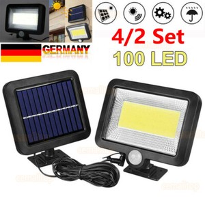 100LED Solarlampe Solarleuchte /& Bewegungsmelder Außen Fluter Sensor Strahler