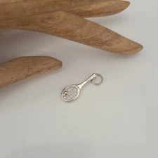 VINTAGE STERLING SILVER TENNIS CHARM BALL RACKET 925