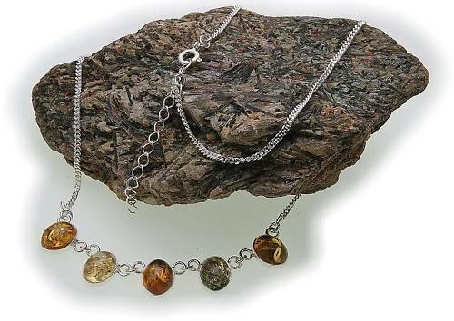 Collier Vero Ambra IN Argento 925 Bernsteincollier Argento Sterling Donna - Immagine 2 di 2
