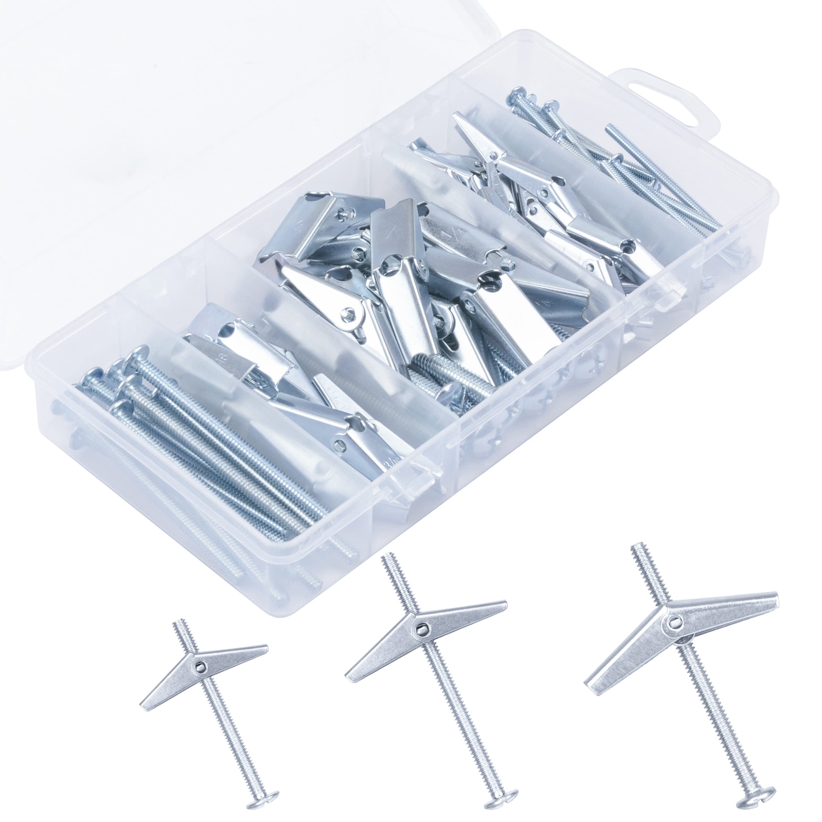 Heavy Duty 44Pc Hollow Wall Anchor Kit with Toggle Bolts and Wing Nuts