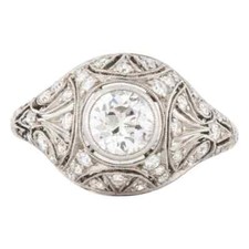 Beautiful Vintage Old European Cut 1.13CT Cubic Zirconia Art Deco Wedding Ring