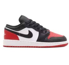 Nike GS Air Jordan 1 Retro Low Bred GA Toe Black/White/Red 553560-161 SIZE NIB