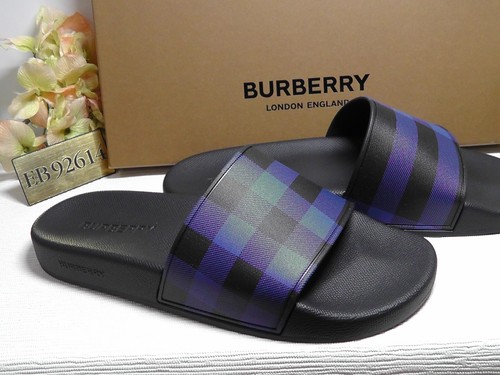 BURBERRY Men's DEEP ROYAL BLUE Check Slide Sandals Size  12US****$370*****NIB** | eBay