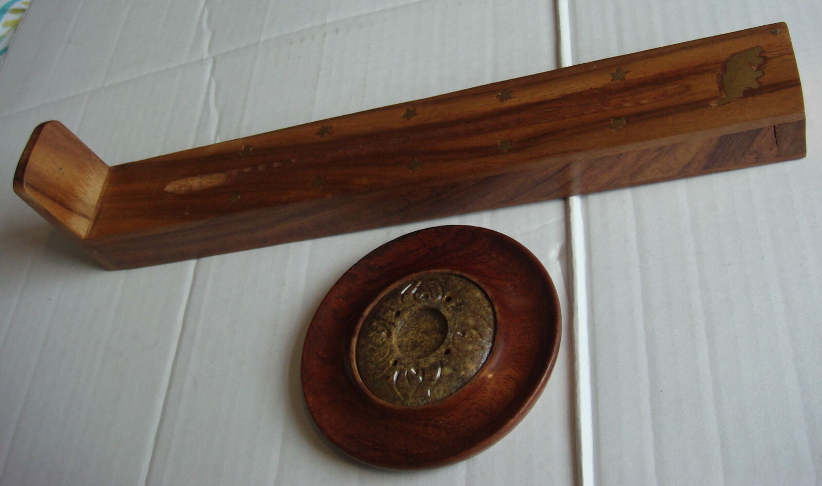 12"" long & round Incense Stick & Cone Burner joss holder ash catcher box