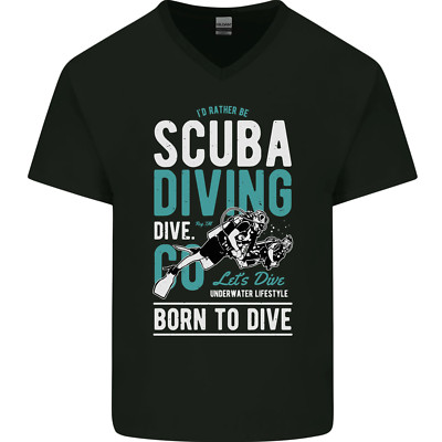 Id Rather Be Scuba Tauchen Diver Lustig Herren V-Ausschnitt Baumwolle