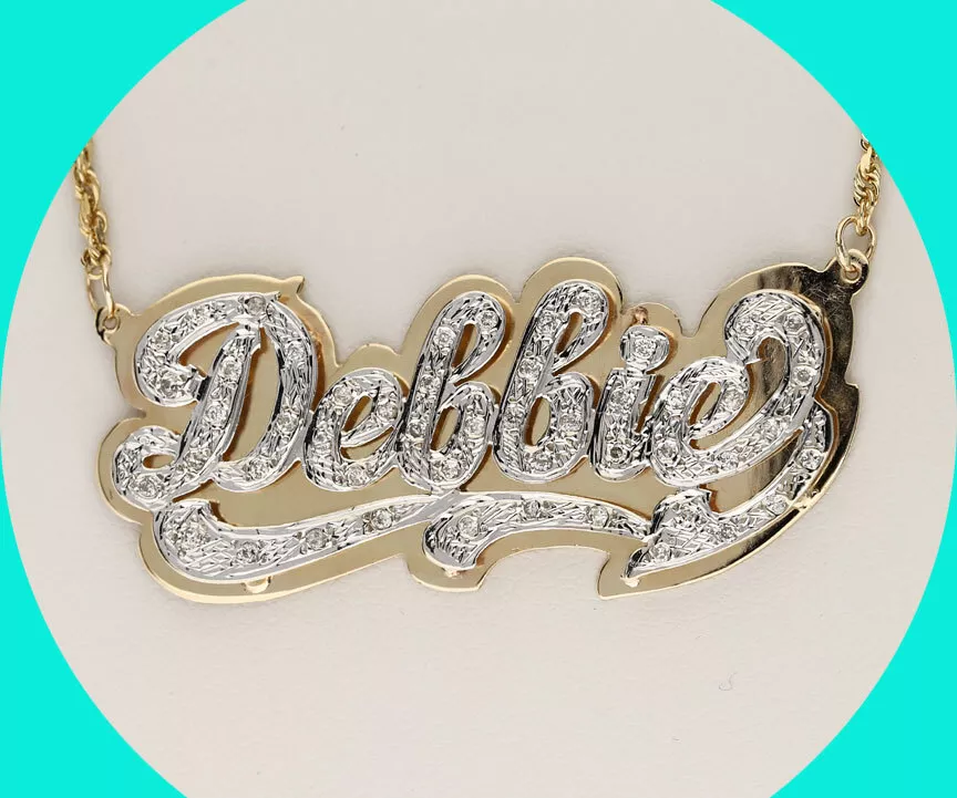 14K Gold Diamond Nameplate Necklace – Baby Gold