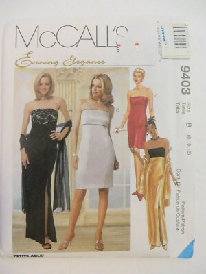 Vintage McCalls 9403 STRAPLESS LINED DRESS w/ SCARF Sewing Pattern Women UNCUT | eBay Vintage McCalls 9403 STRAPLESS LINED DRESS w/ SCARF Sewing Pattern Women UNCUT | eBay