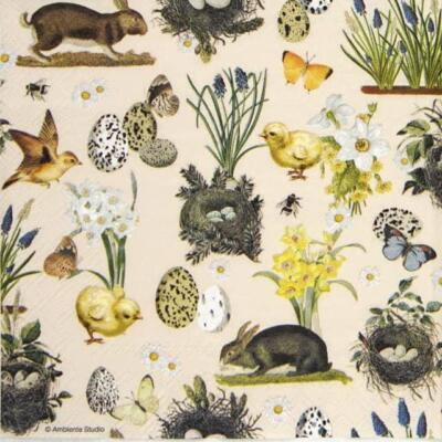4x einzelne Papierservietten für Decoupage und Party - Ostern