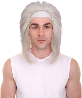HPO Adult Men's Half-bald Silver Blonde Cosplay Wig, Flame Retardant, HM-1355
