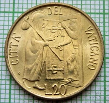 VATICAN JOHN PAUL II Ioannes Pavlvs II 1981 20 LIRE, Hospitality UNC km# 156