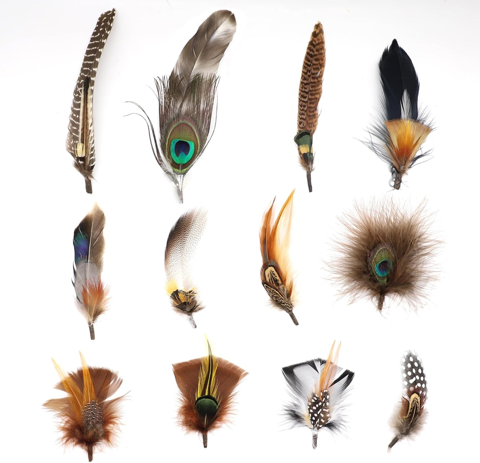 12PCS Hat Feathers for Fedora Cowboy Hats Oktoberfest Trilby Hats Men
