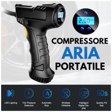 MINI COMPRESSORE ARIA PORTATILE 12v PISTOLA GONFIA GOMME PNEUMATICI AUTO MOTO