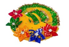 Handmade Flower Design Laddu Gopal/Kanha Ji Poshak with Mukut  Size: 6 