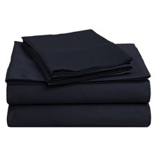 Luxor Impressions 100 Egyptian Cotton Sheet Set 650 TC King Navy Blue NEW