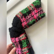 NWT Victoria's Secret Pink Plaid Crew Socks, Fuzzy Halloween Fall Barbie Comfy