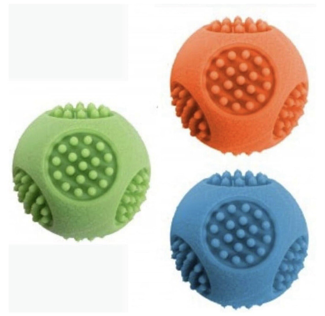 Dog Toy Rubber Ball With Squeaker Pack 3 Chew Toy Pet Health Smart Choice 6cm