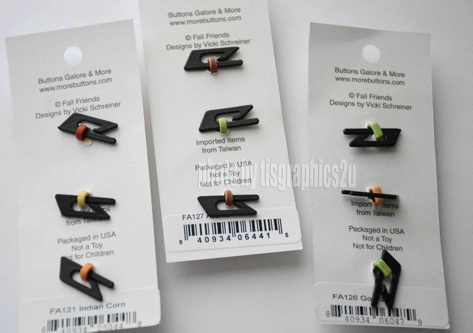 Fall Friends 3D Buttons from Buttons Galore / Acorns ~ Corn ~ Gourds ~ Pumpkins - Image 2 of 2