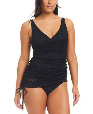 Beyond Control X2806 Crochet Wrap Convertible One-Piece Swimsuit, Black, 16