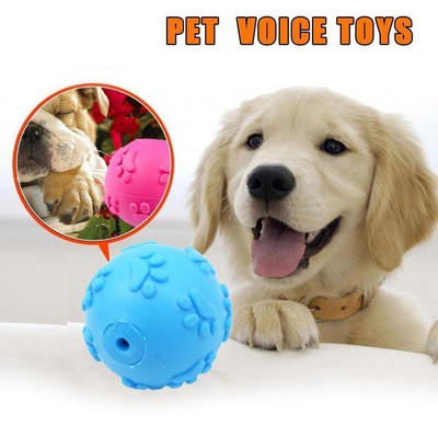 Pet Dog Aggressive Chew Toys Indestructible Rubber Ball Sound Squeaky A4A4