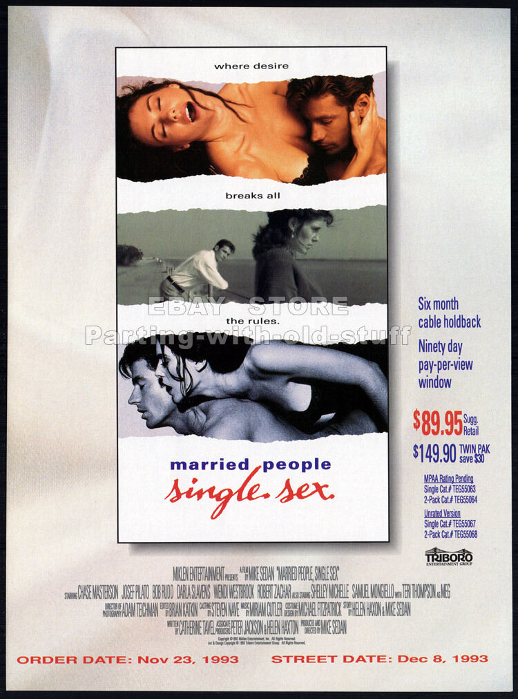 MARRIED PEOPLE, SINGLE SEX__Original 1993 Trade print AD promo__CHASE MASTERSON eBay