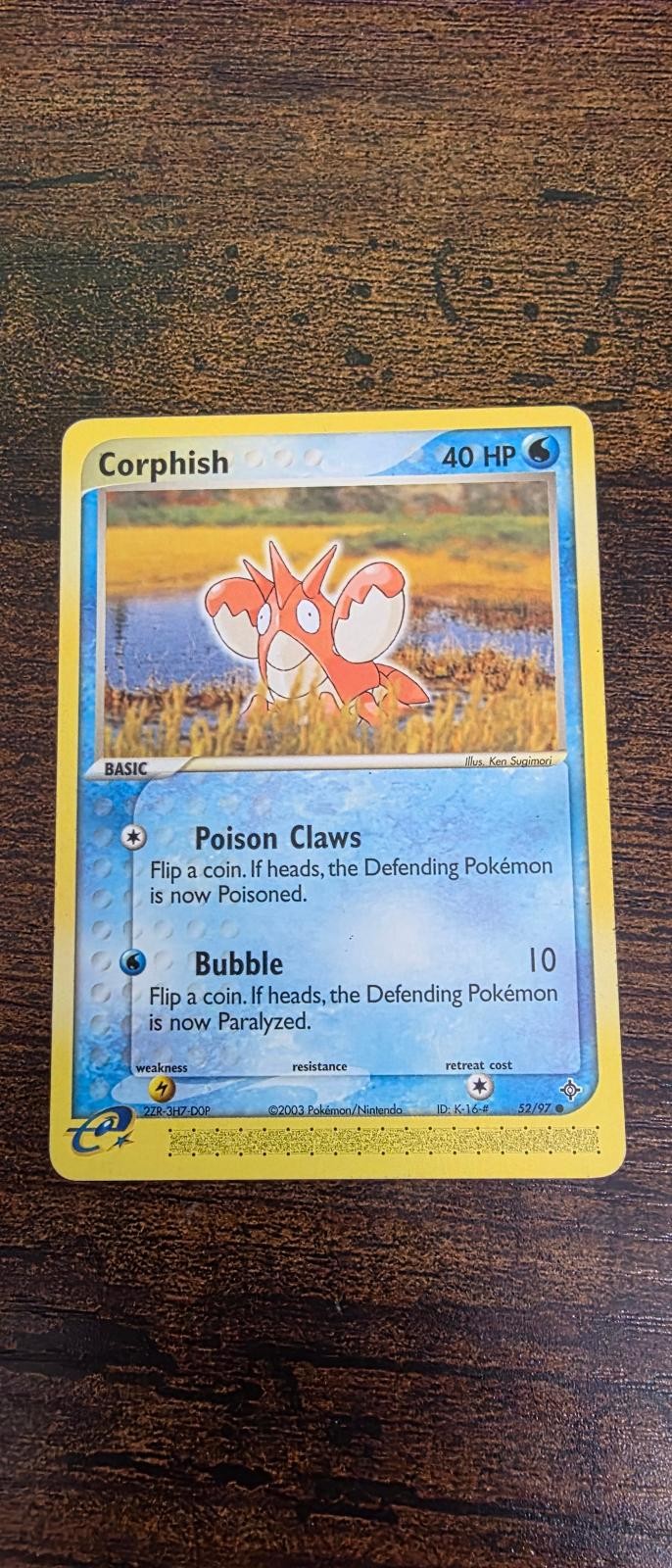 Corphish 52/97 Common Dragon Pokemon Lightly Played