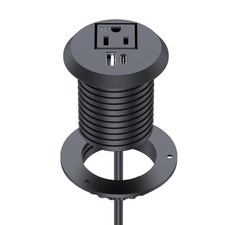 Desk Power Grommet, Recessed Power Outlet with AC Plug Fast Charging USB A ...