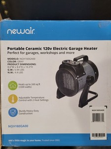 NewAir Portable Ceramic Electric Garage Heater 120V for 160 sq ft Adjustable