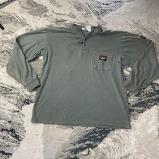 Rasco Workwear Shirt Sz XL Olive Green Henley Neck Long Sleeve Flame Resistant