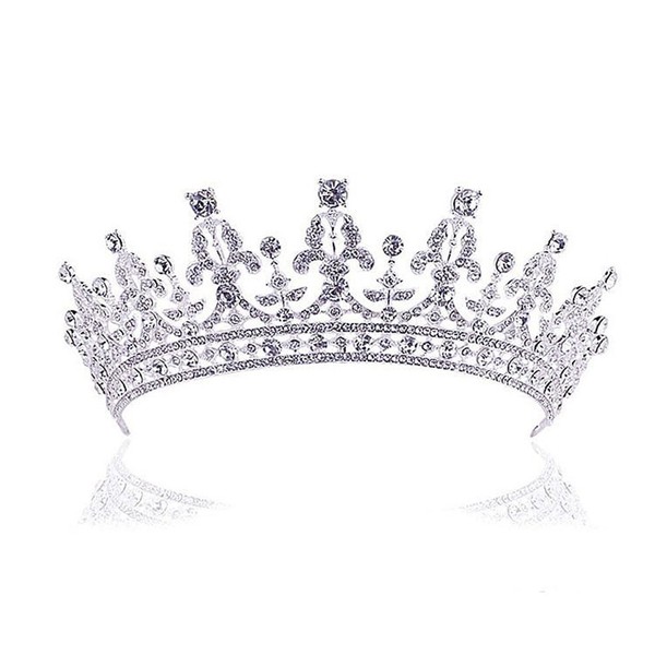 Rosenice Hochzeit Tiara Silber Strass Diadem Haarband Damen MäDchen Elegante-image